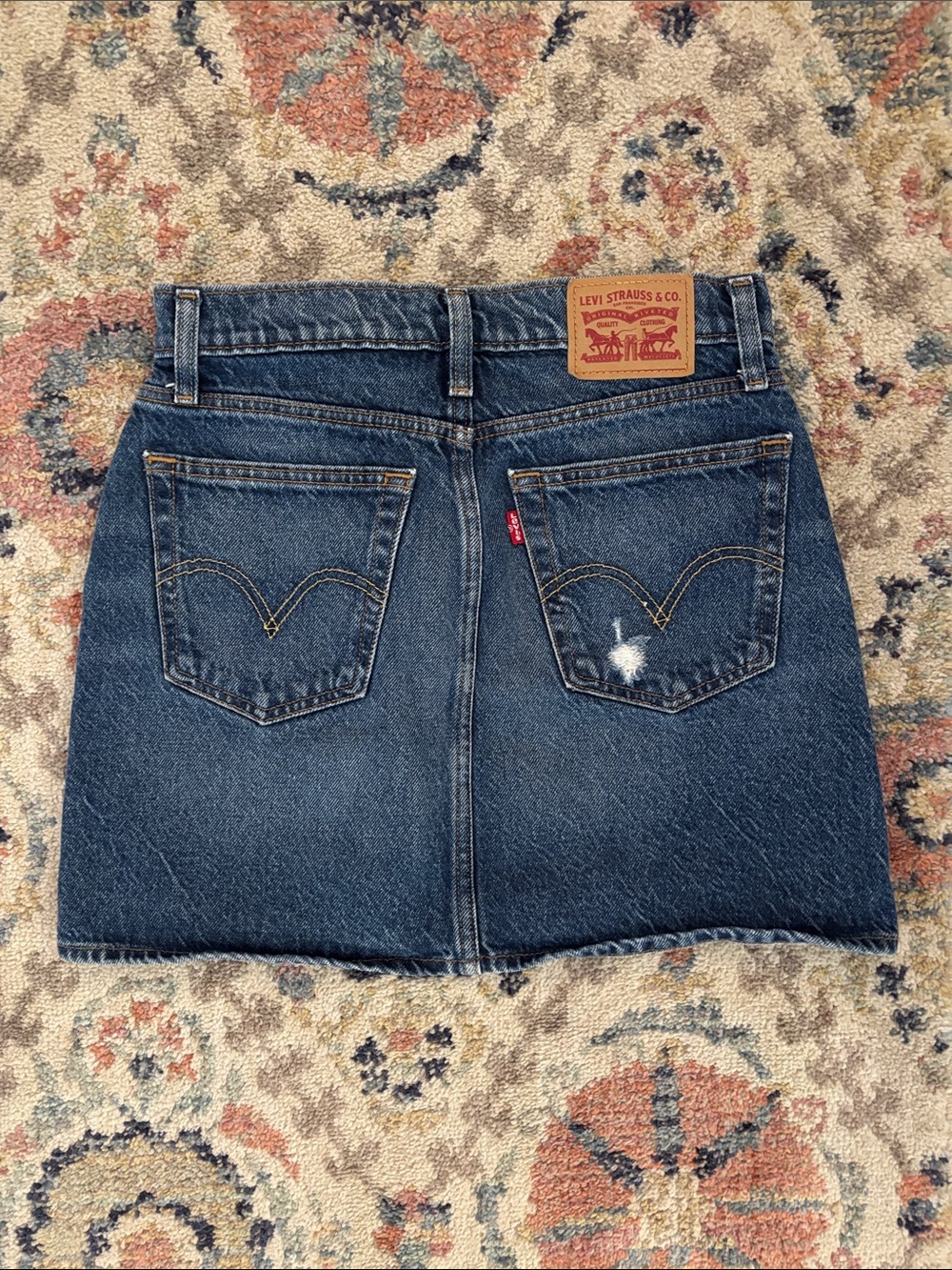 Levi's Indigo Blue Denim Mini Skirt with Back Pockets